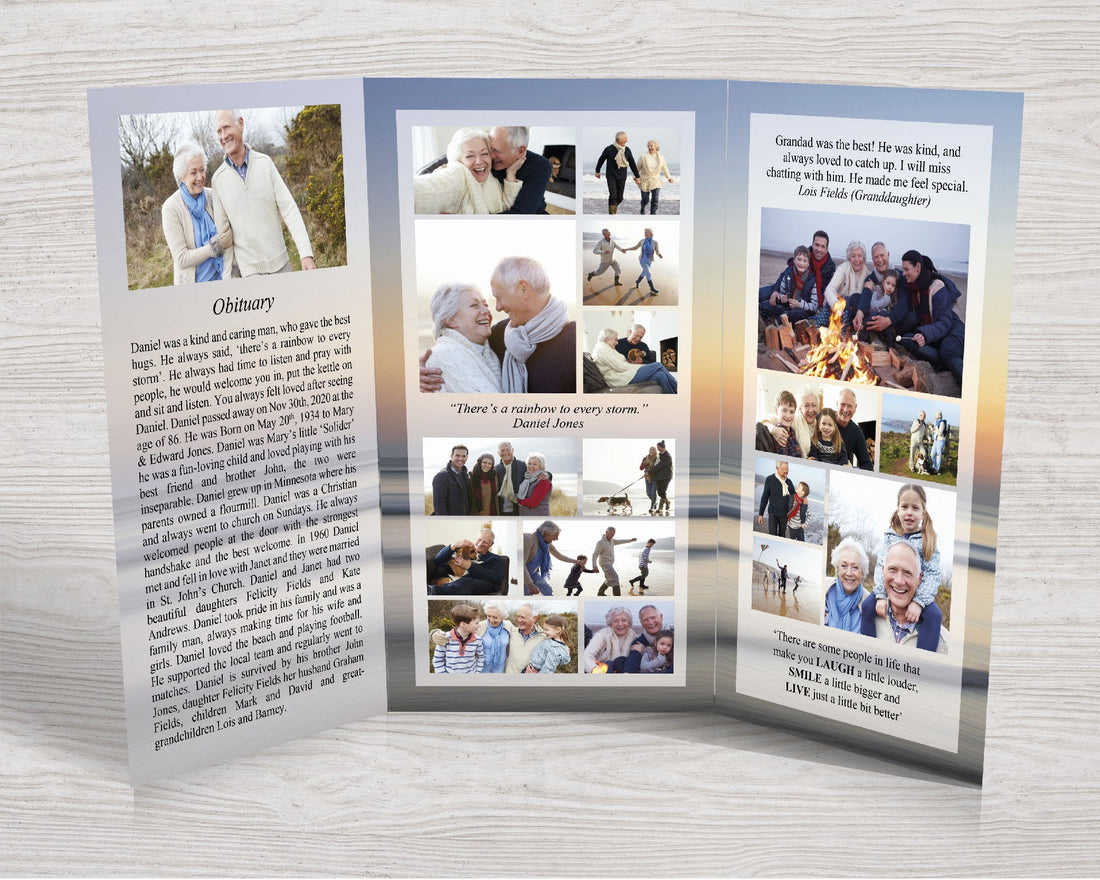 11x17 Trifold Funeral Program Template | Beach Sunset – Funeral Templates