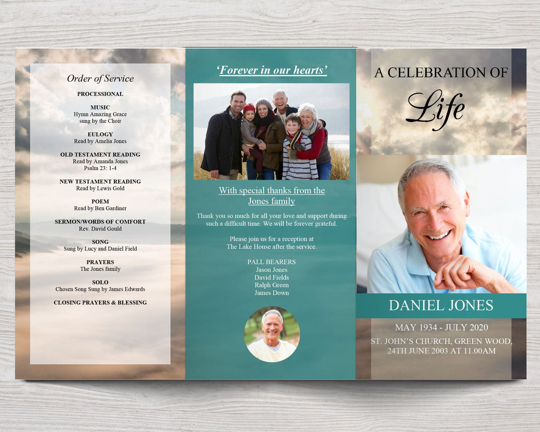 11x17 Trifold Mountain Top Funeral Program Template – Funeral Templates