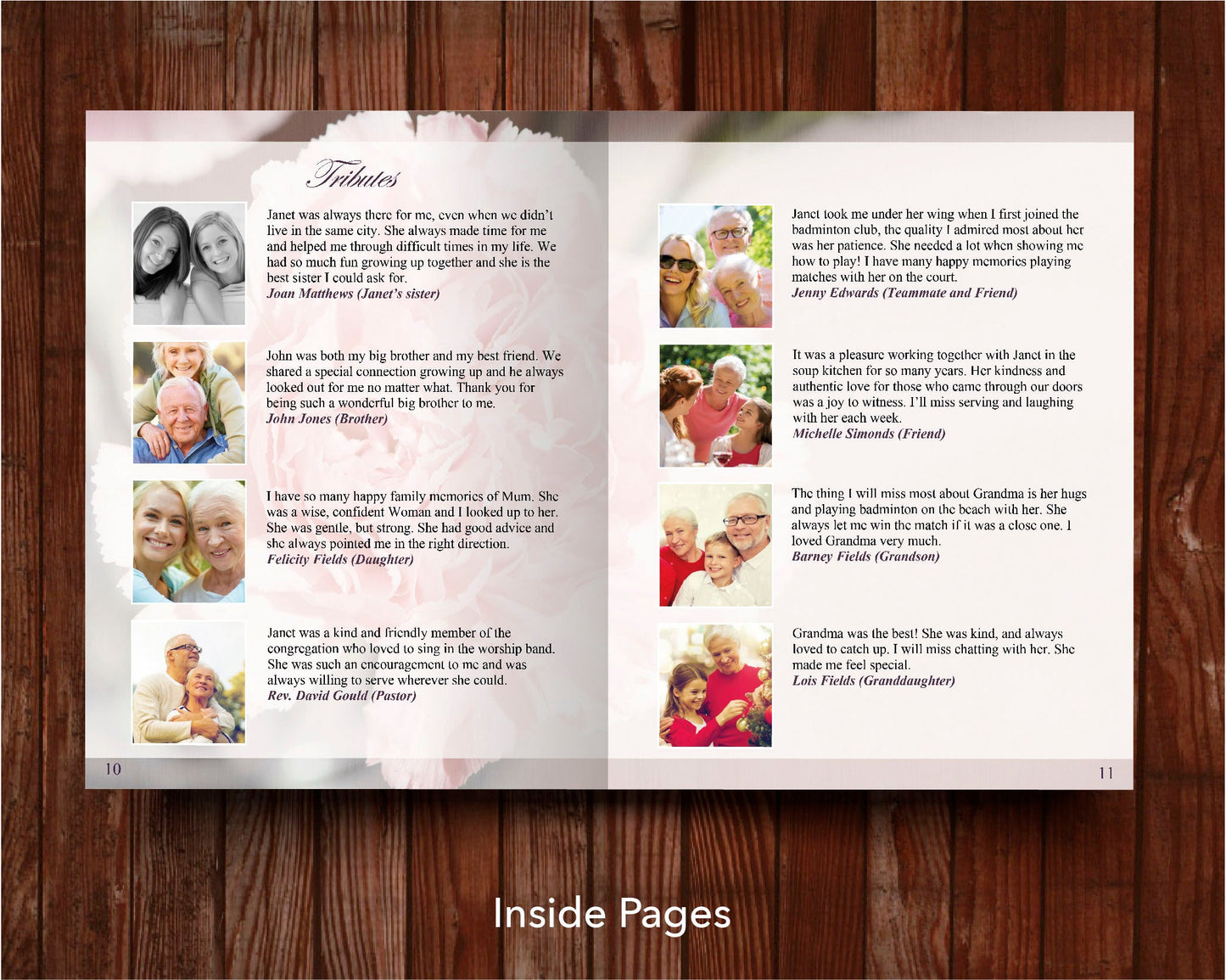 12 Page Beach and 12 page Pink Carnations Funeral Program Templates (11 x 17 inches) Commercial Licence