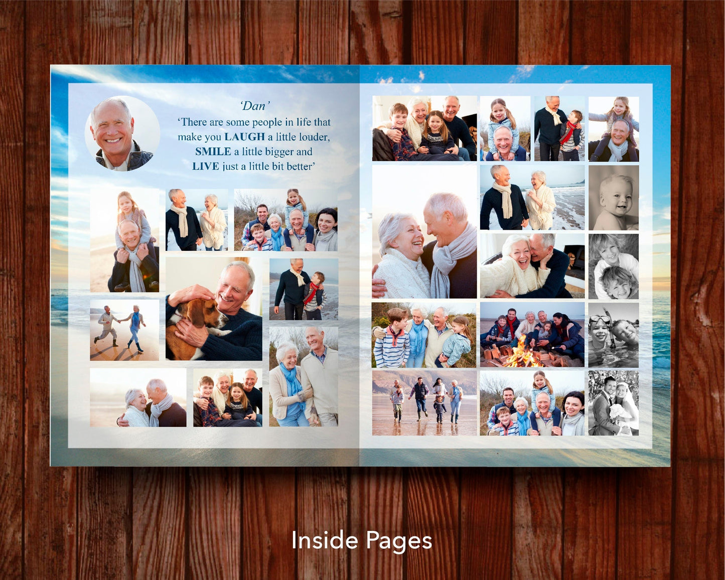 12 Page Beach Funeral Program Template (11 x 17 inches)