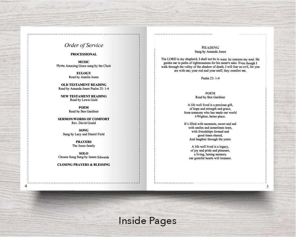 12 Page Classic Funeral Program Template (11 x 17 inches)