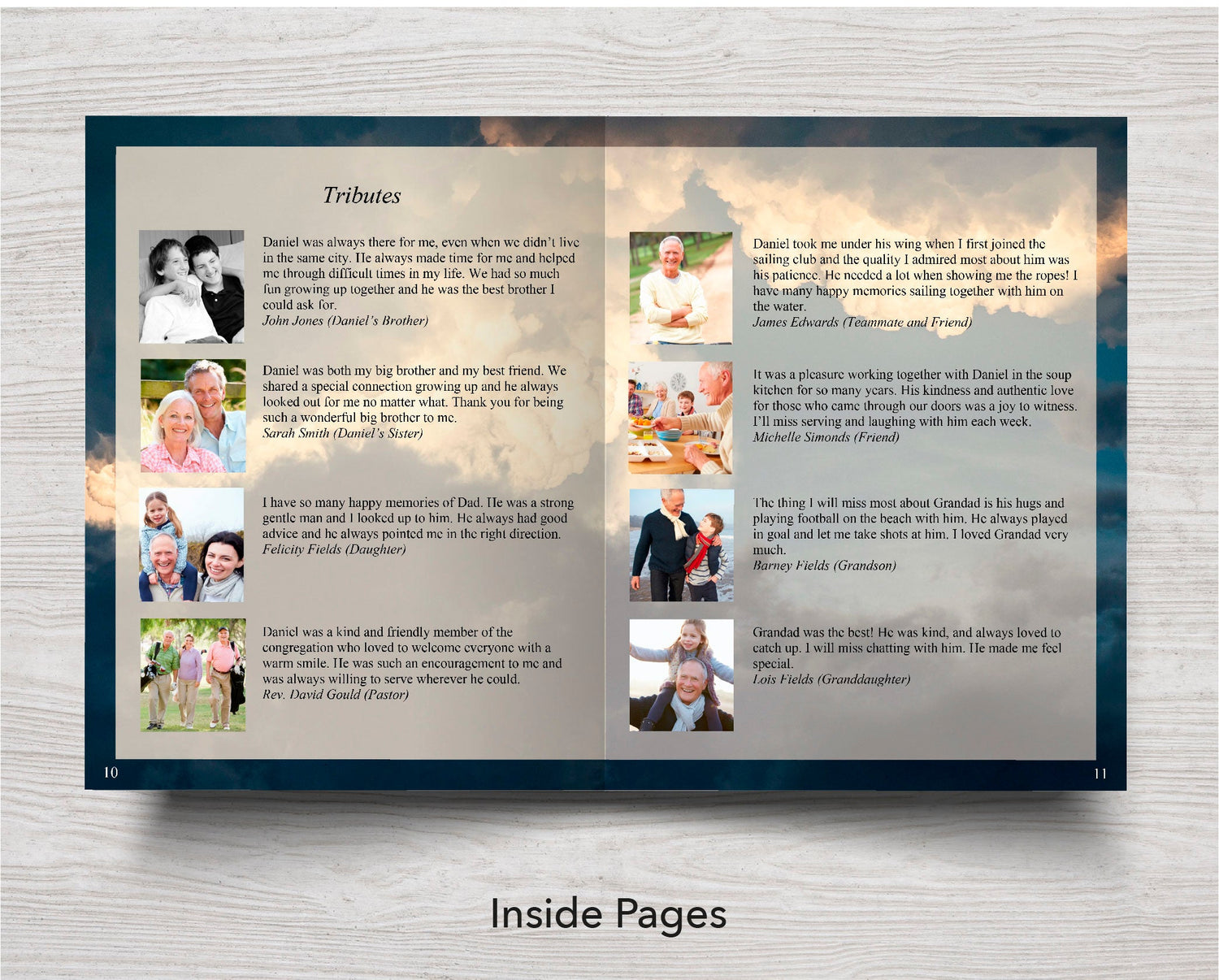 12 Page Sky Funeral Program Template (11 x 17 inches)
