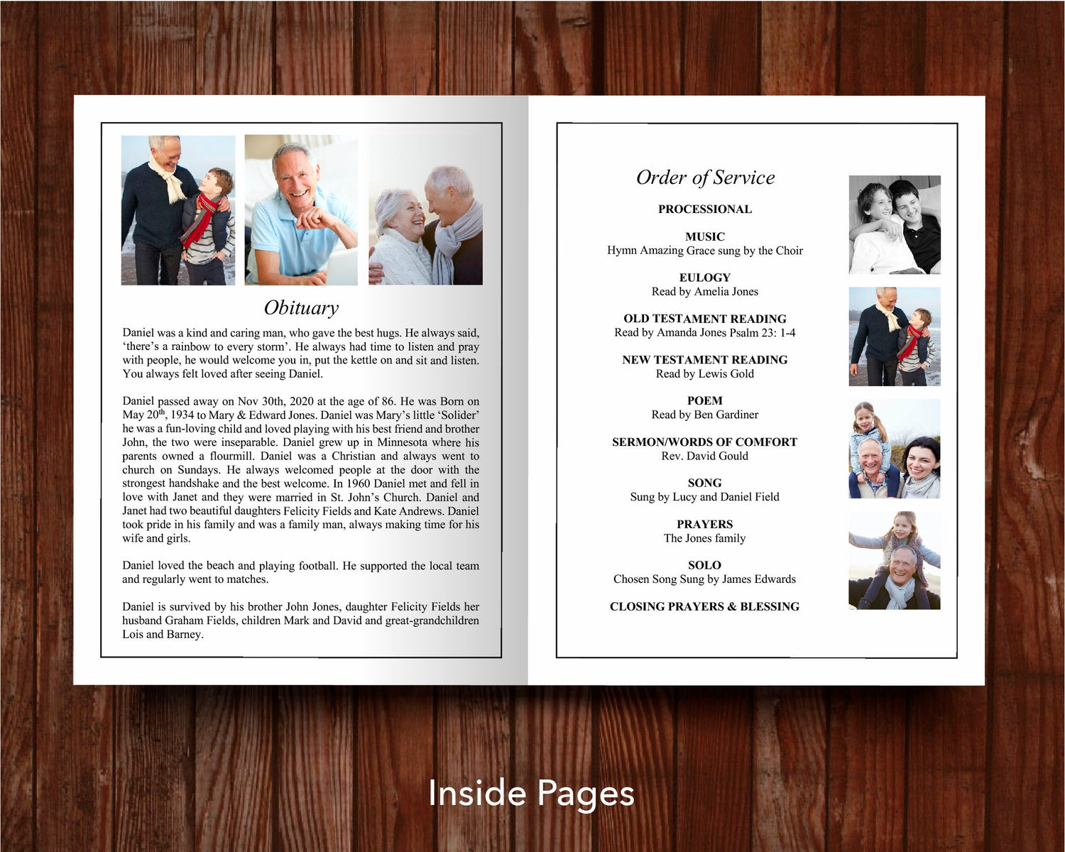 4 Page Catholic Funeral Program Template (11 x 17 inches)