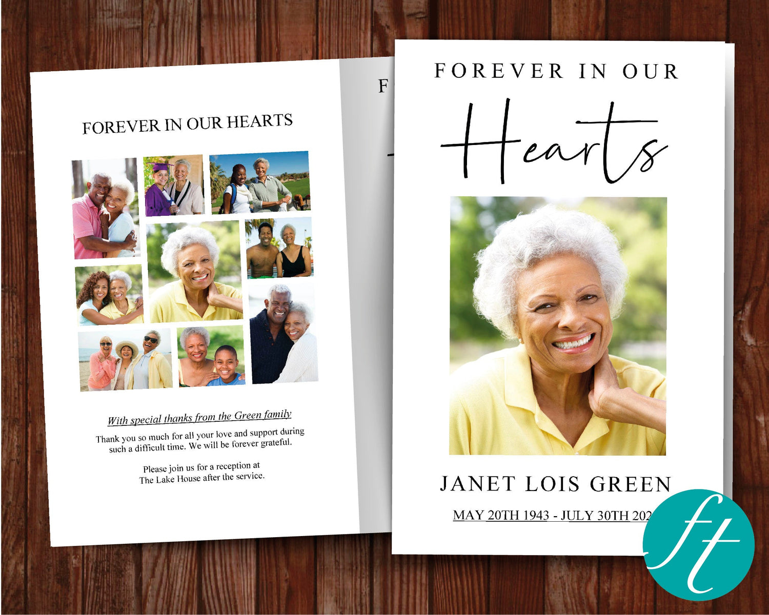 4 Page Heartfelt Collage Funeral Program Template