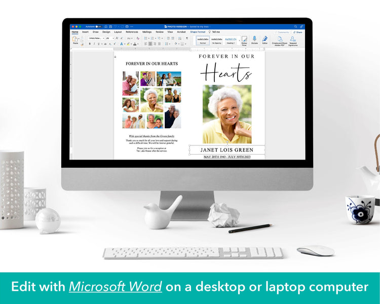 4 Page Heartfelt Collage Funeral Program Template – Funeral Templates