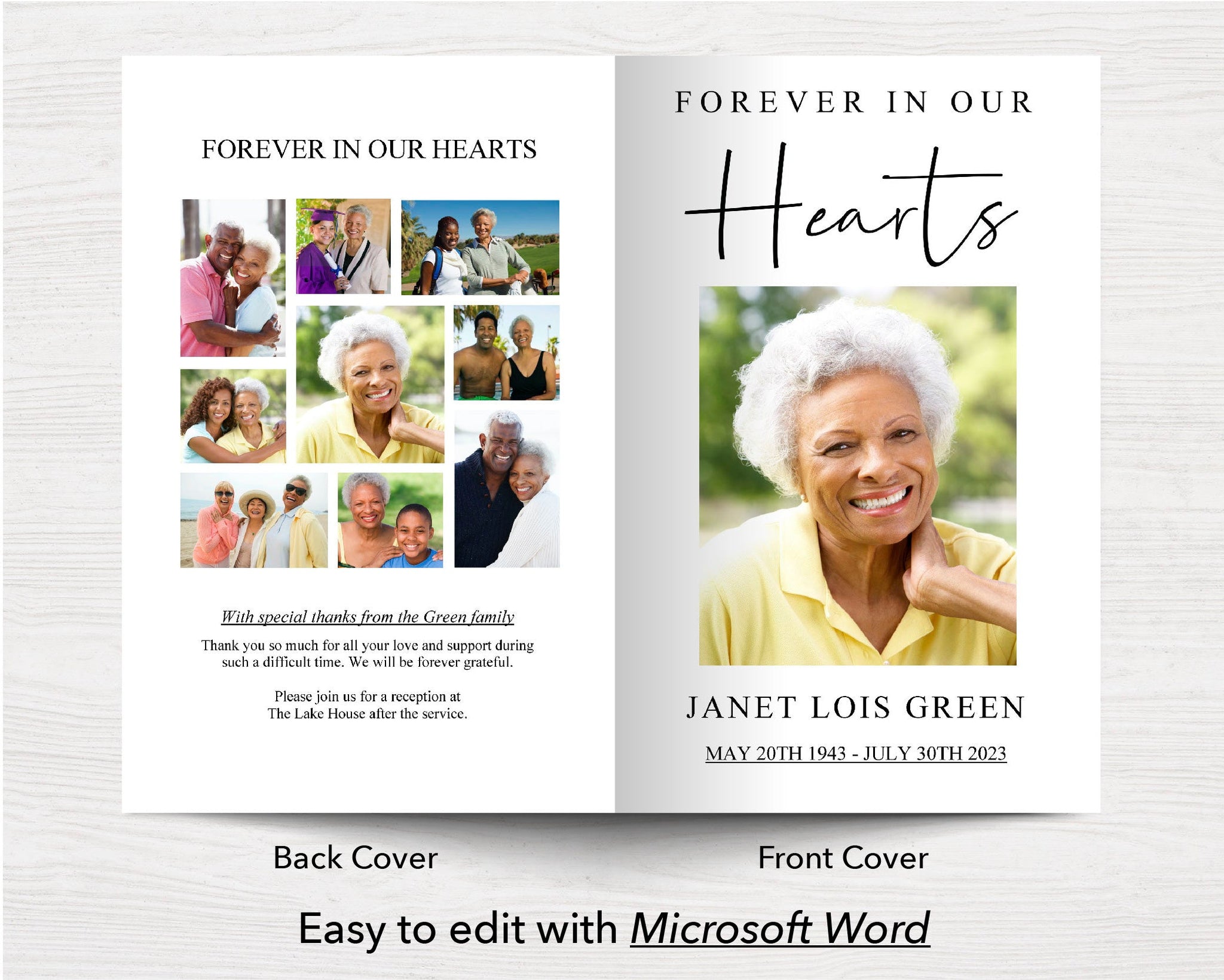 4 Page Heartfelt Collage Funeral Program Template – Funeral Templates