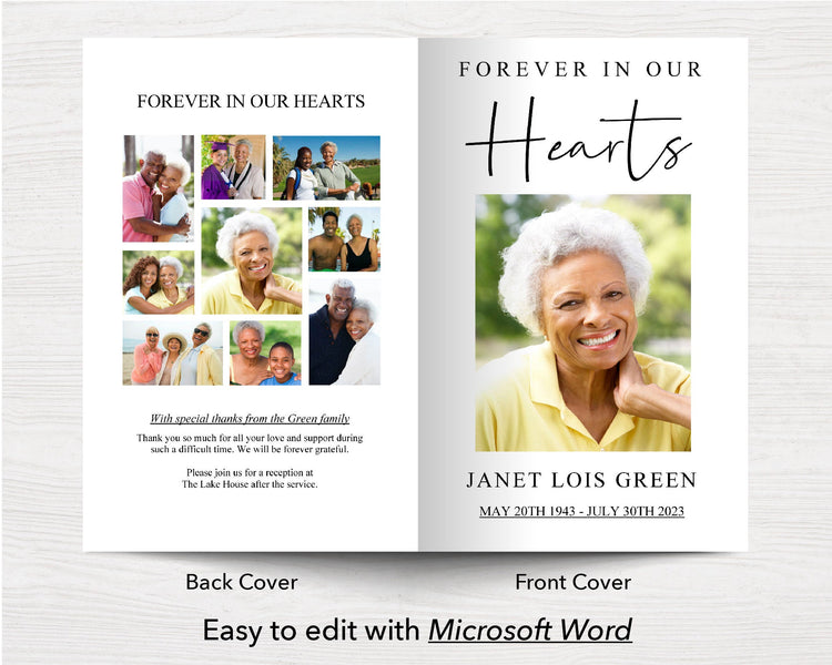 4 Page Heartfelt Collage Funeral Program Template – Funeral Templates