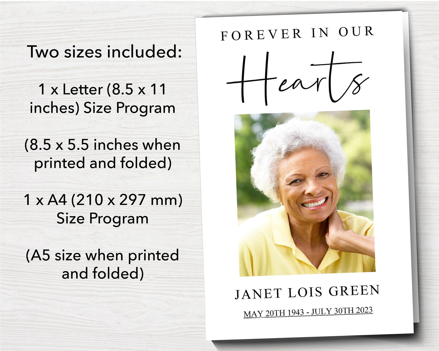 4 Page Heartfelt Funeral Program Template