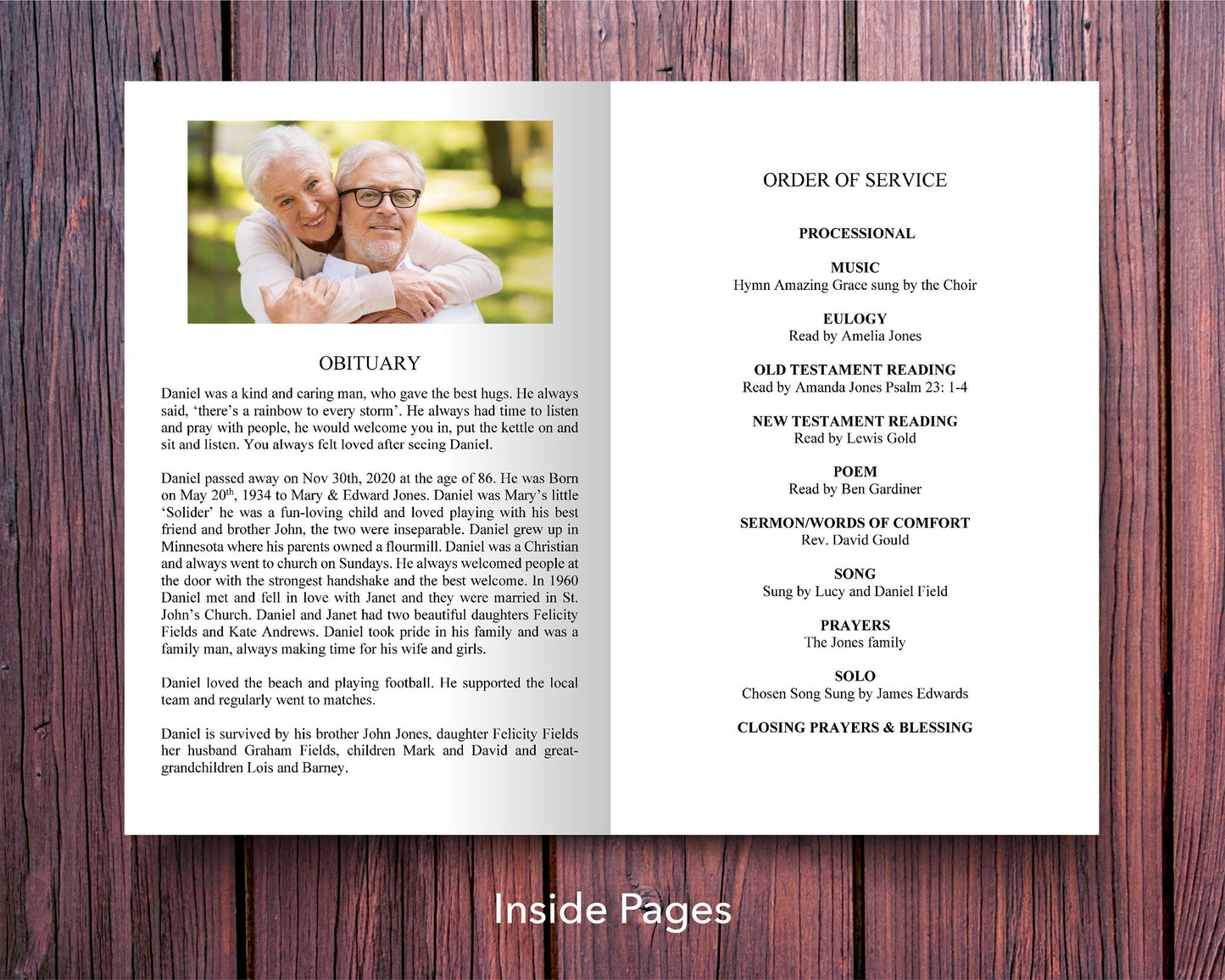 4 Page Honoring Funeral Program Template