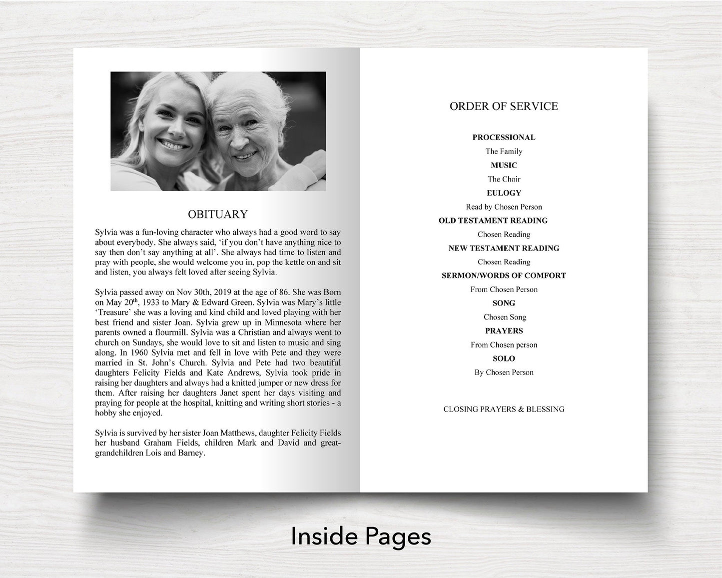 4 Page Minimalist Funeral Program Template