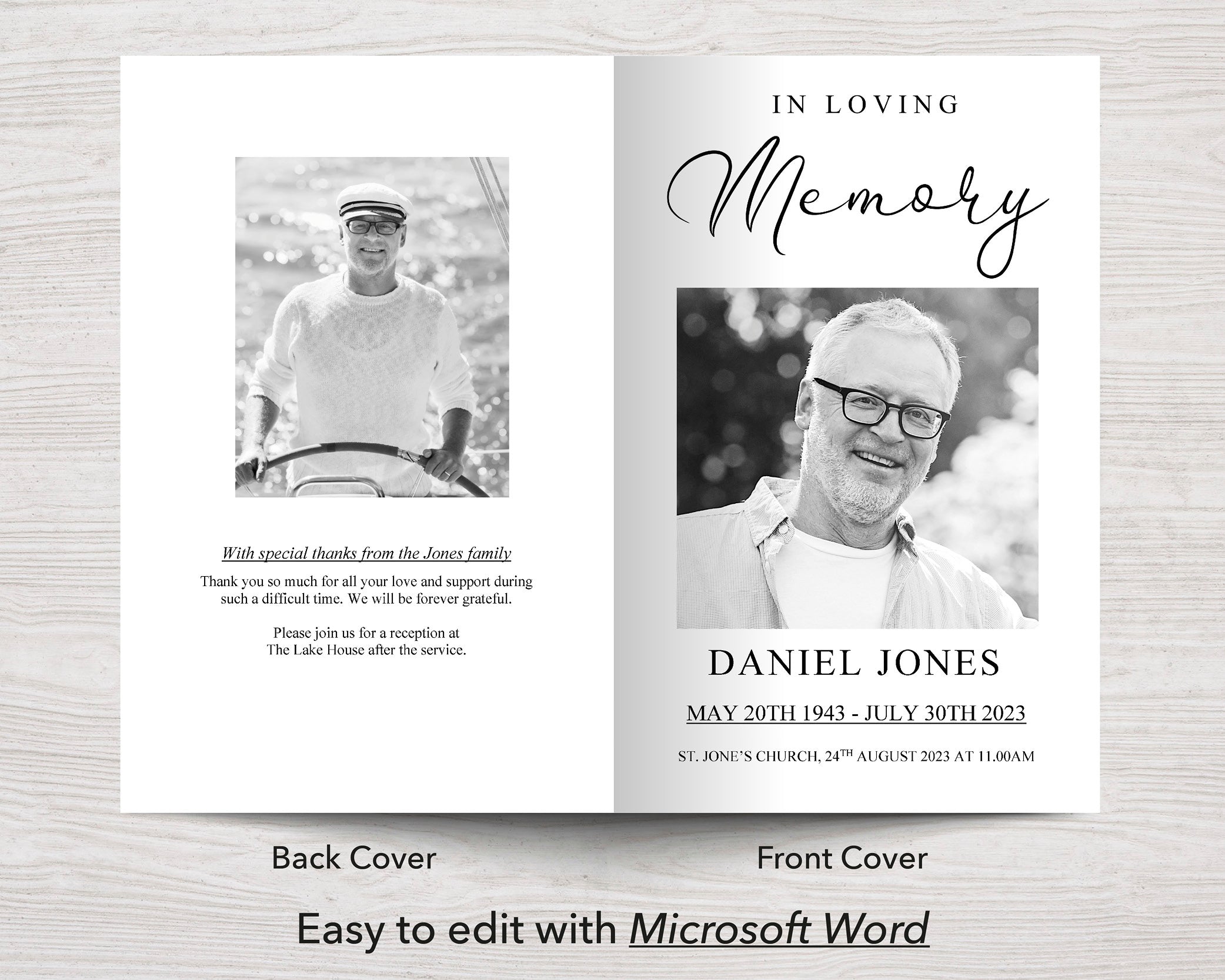 4 Page Modern Funeral Program Template Funeral Templates