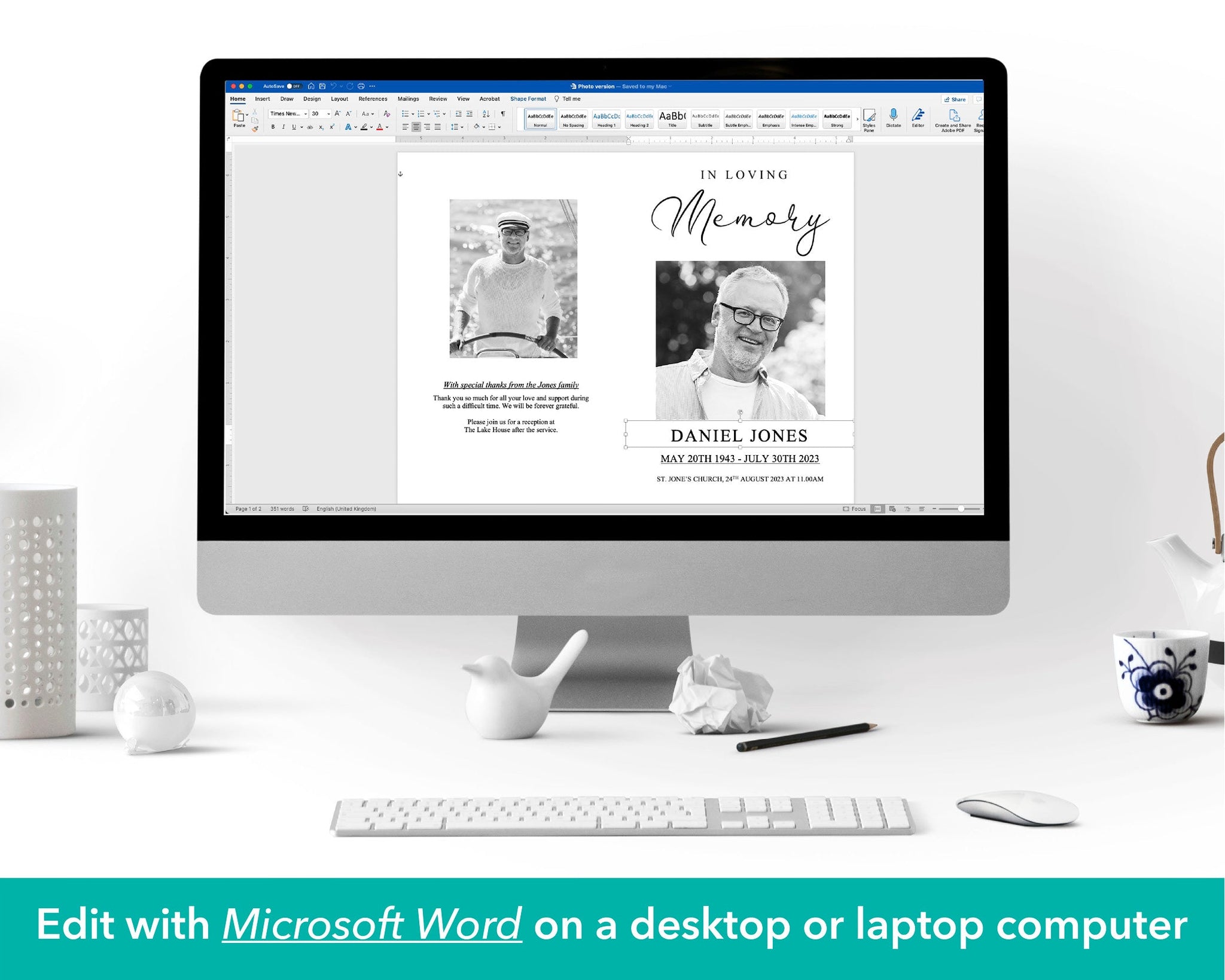 4 Page Modern Funeral Program Template Funeral Templates