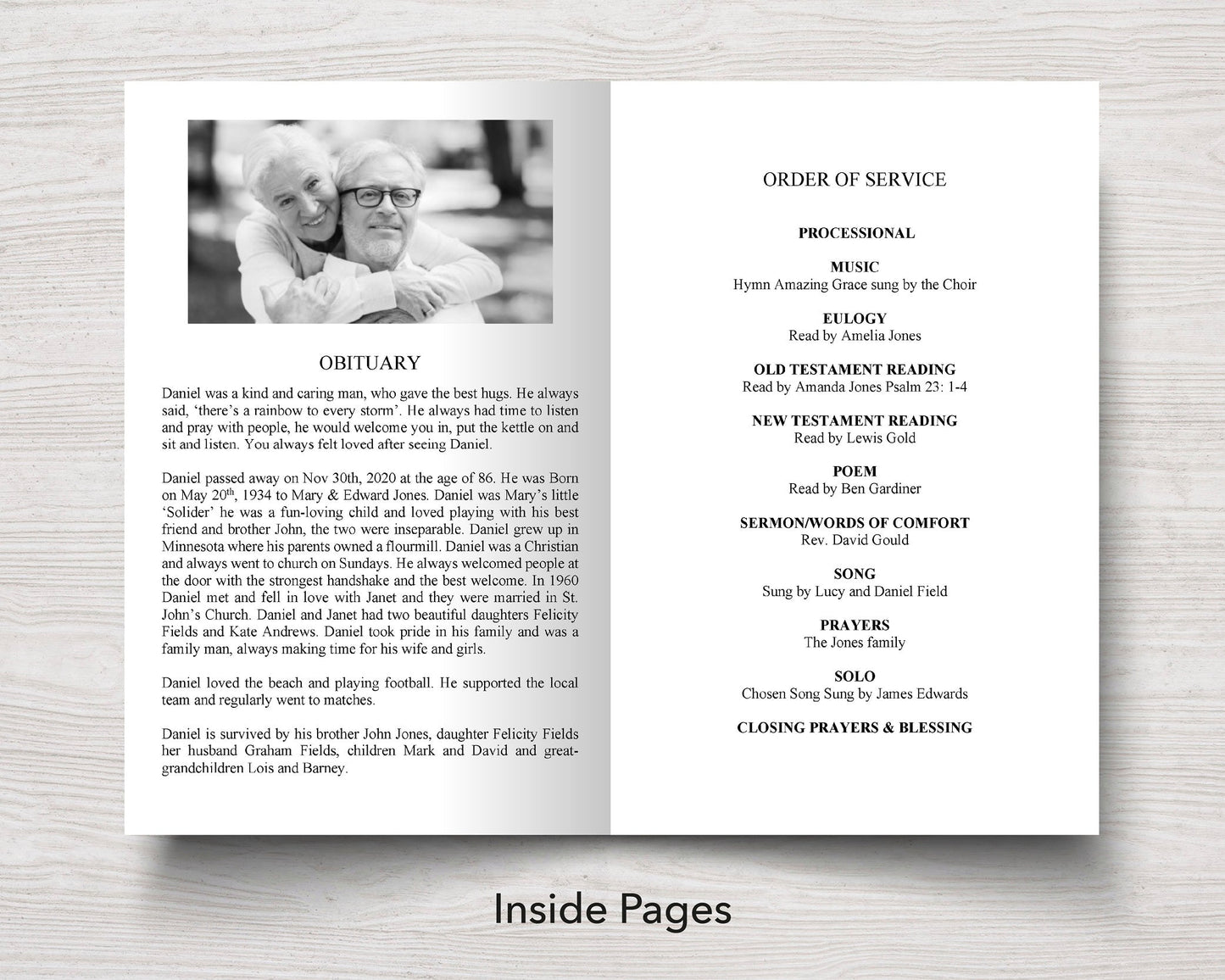 4 Page Modern Funeral Program Template