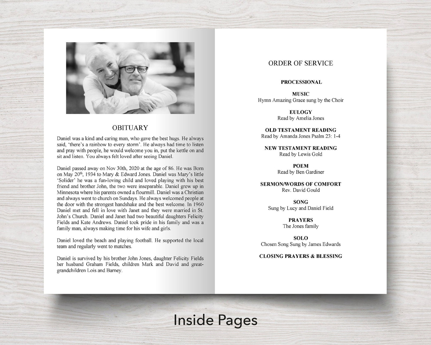 4 Page Modern Funeral Program Template Funeral Templates