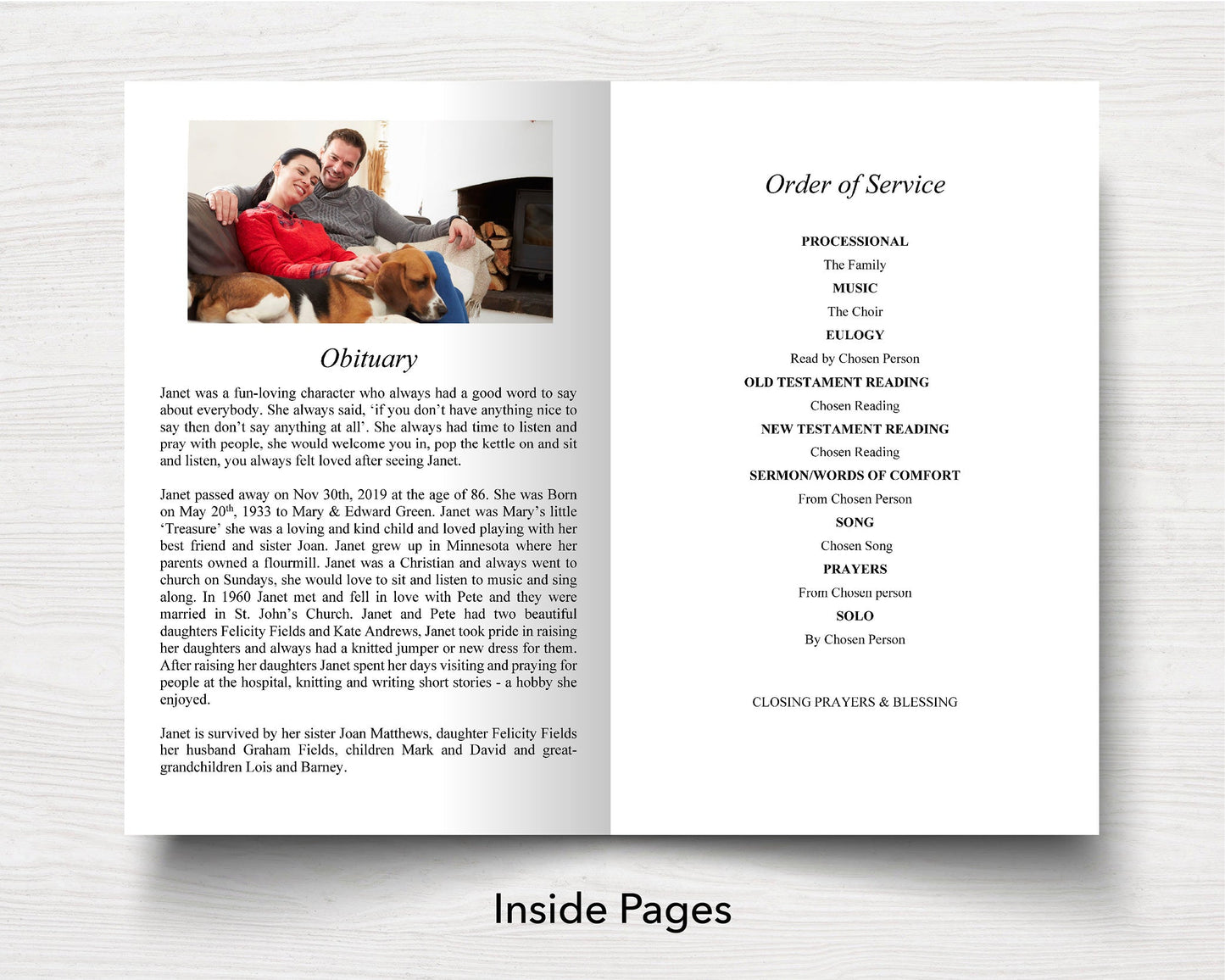 4 Page Simple Funeral Program Template