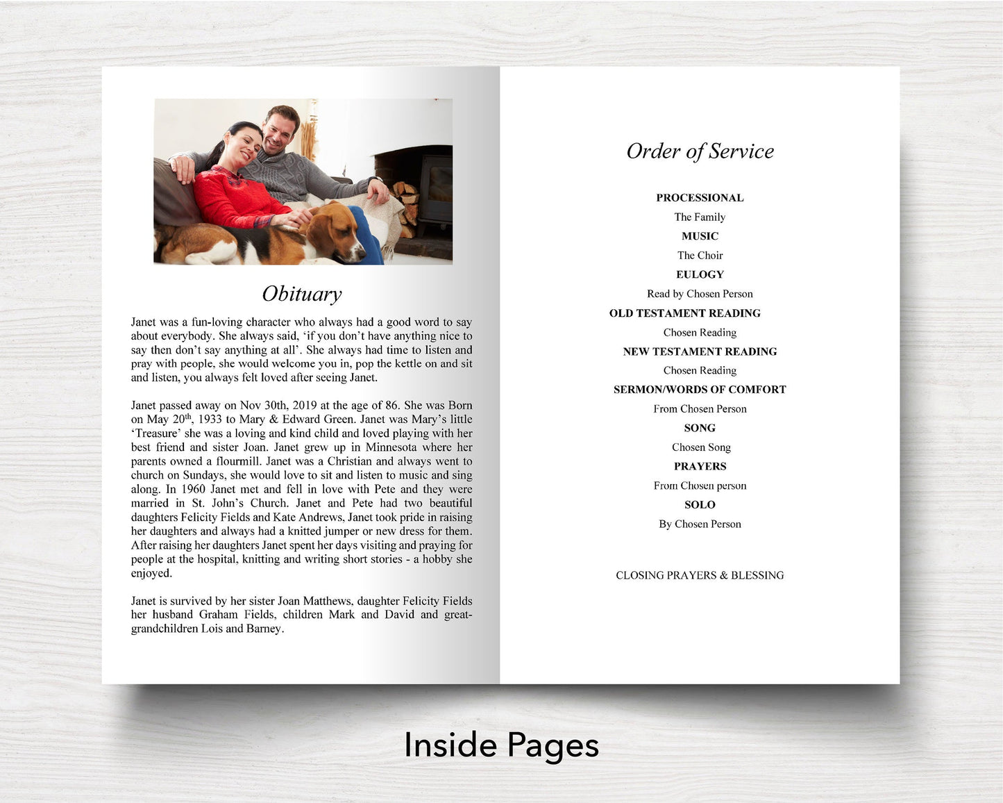 4 Page Simple Funeral Program Template – Funeral Templates