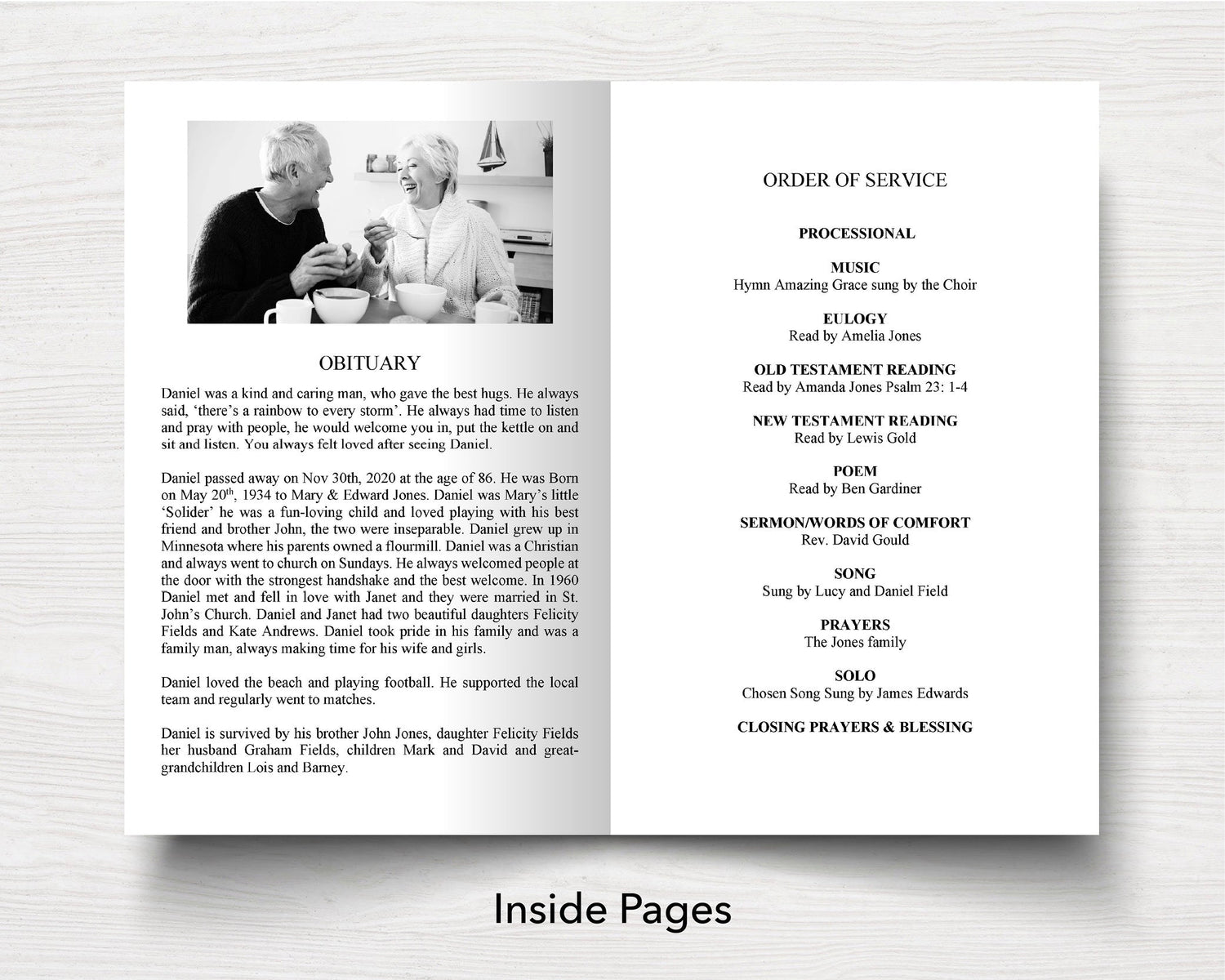 4 Page Timeless Funeral Program Template
