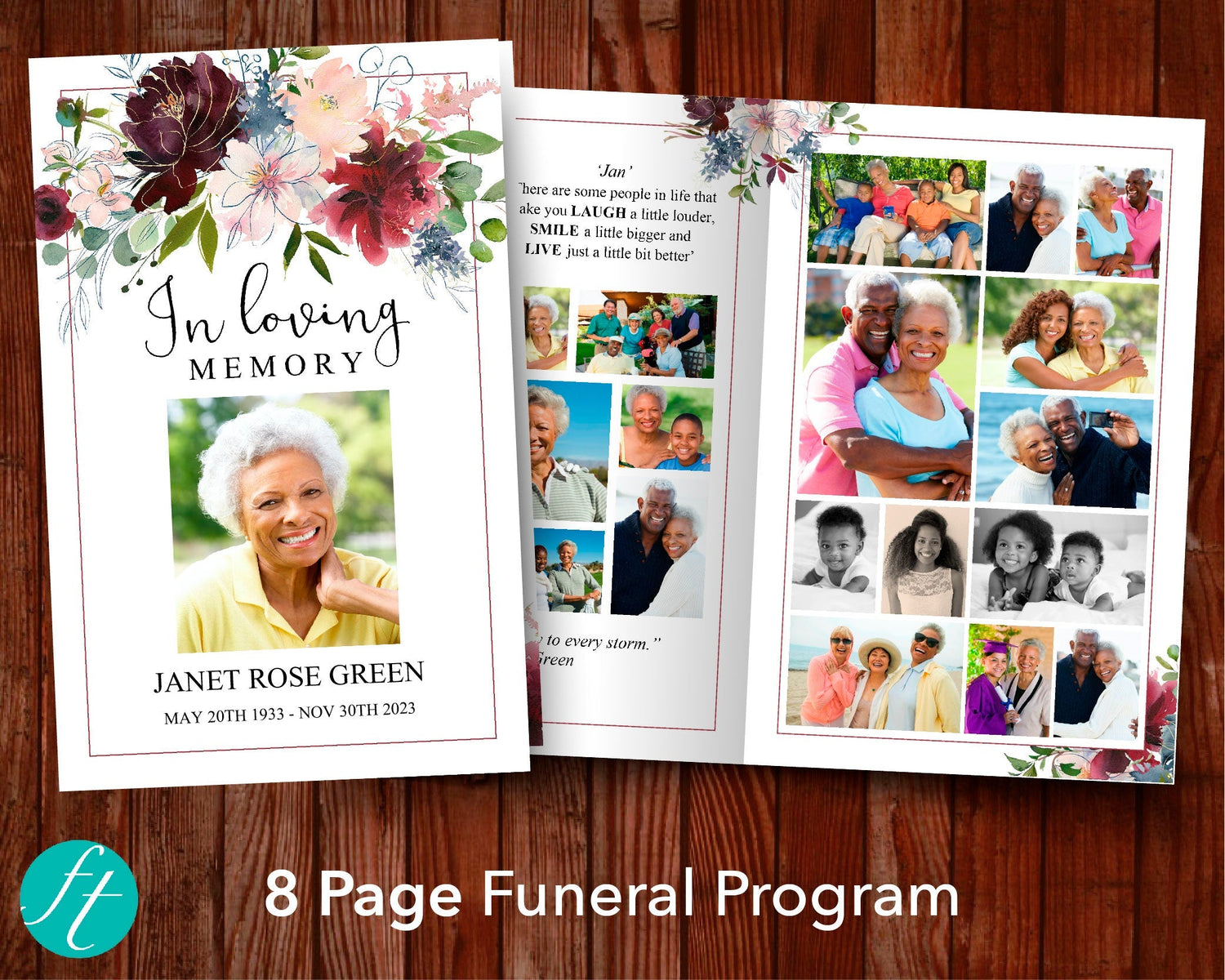 8 Page Autumnal Funeral Program Template