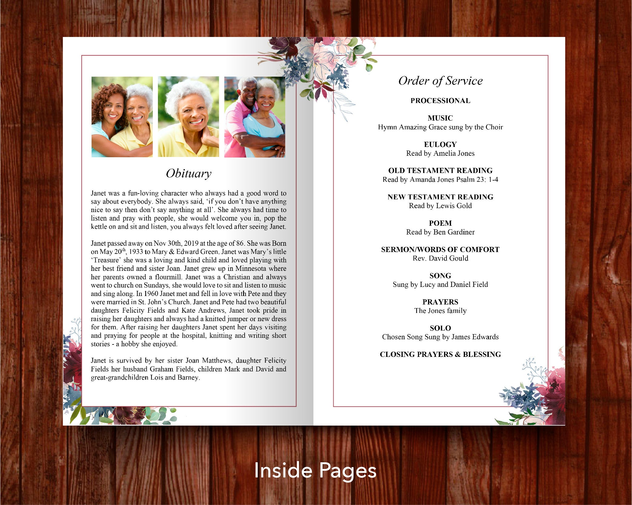 8 Page Autumnal Funeral Program Template – Funeral Templates