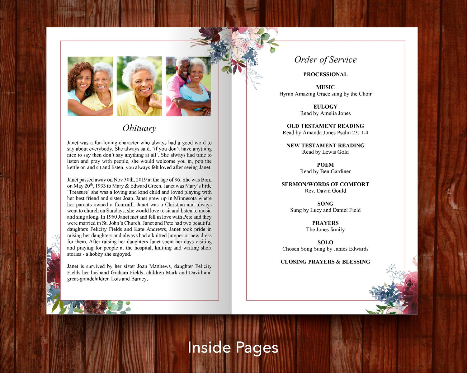 8 Page Autumnal Funeral Program Template