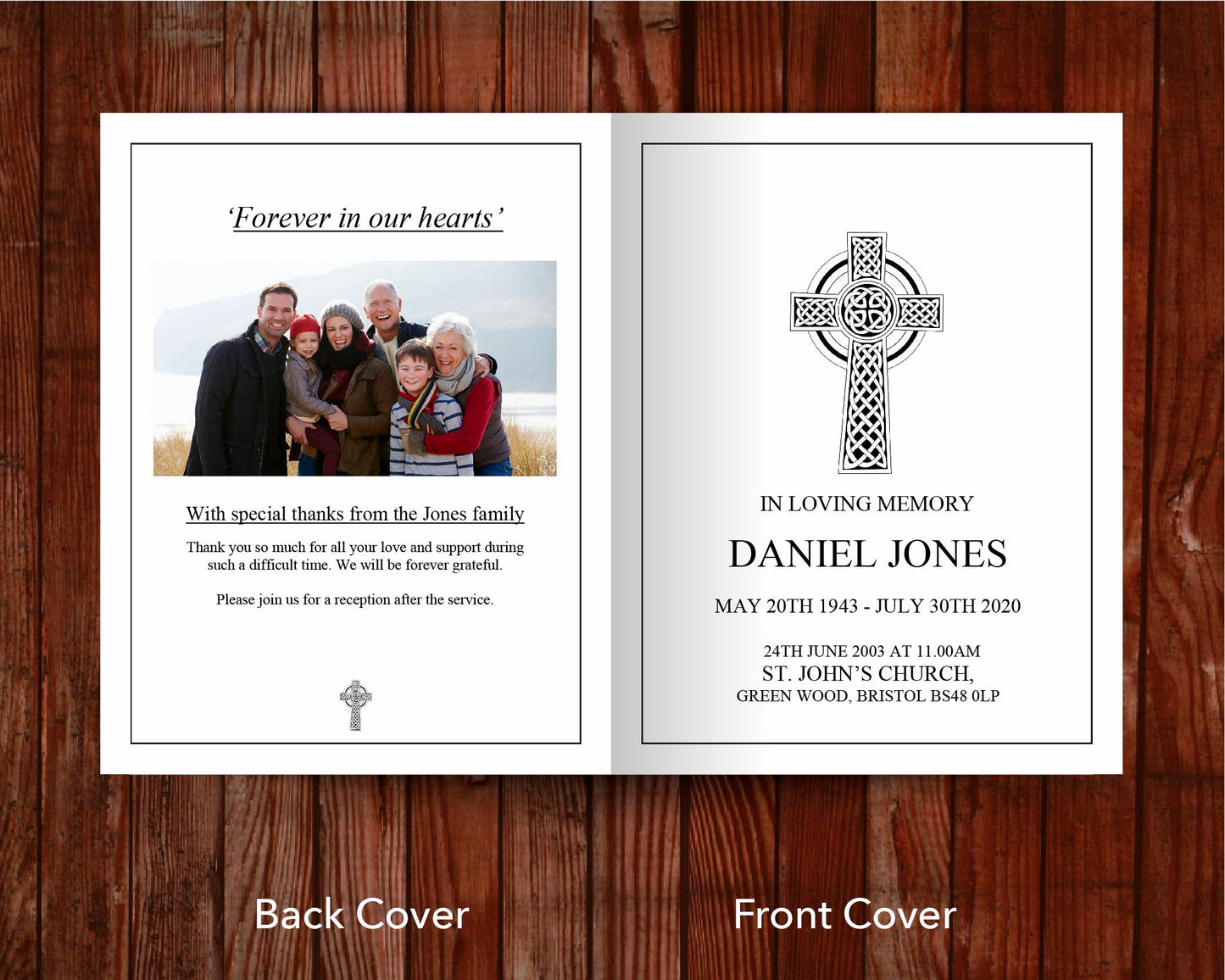 8 Page Catholic Funeral Program Template (11 x 17 inches)