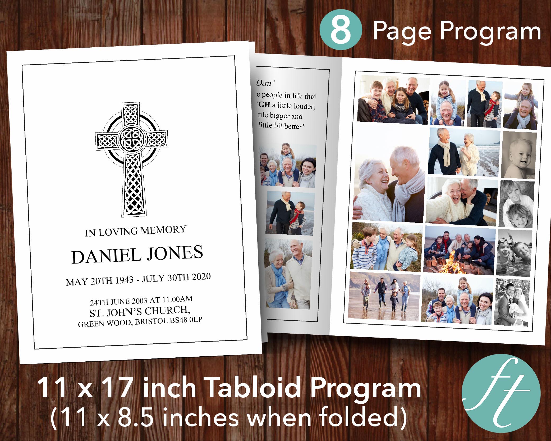 11x17 Catholic Funeral Program Template Funeral Templates