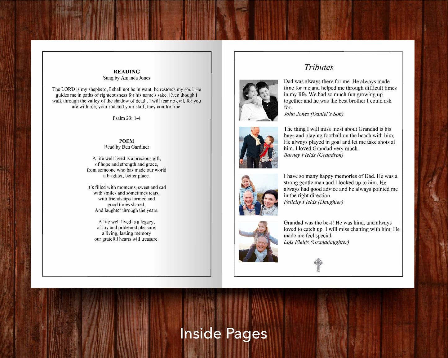 8 Page Catholic Funeral Program Template (11 x 17 inches)