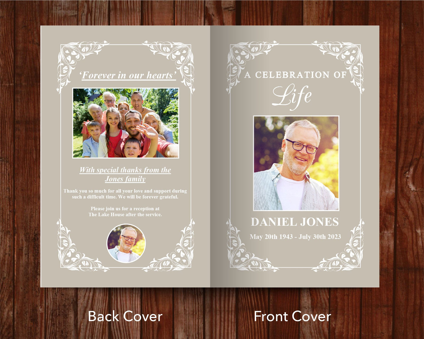 8 Page Classic Flora Funeral Program Template