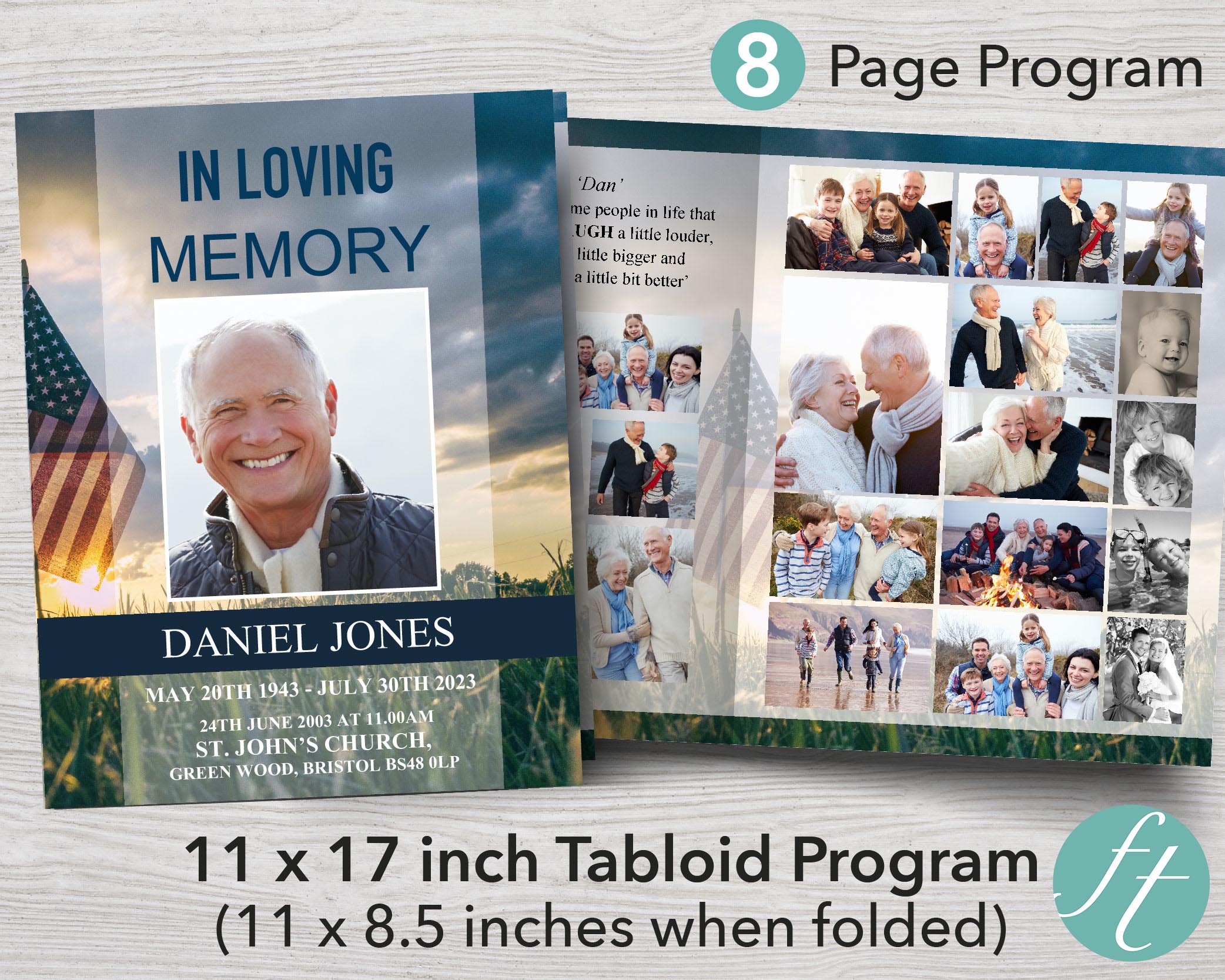 Military Program Layout 11x17 Military Funeral Program Template – Funeral Templates