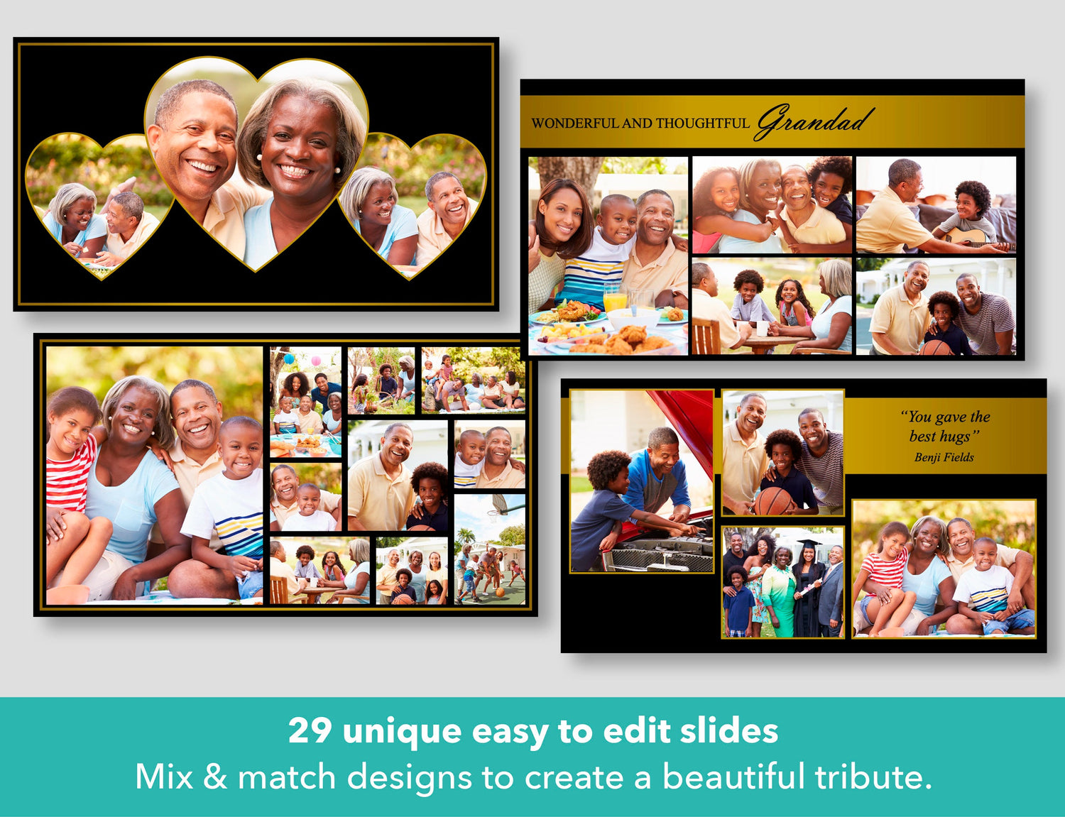 Premium Funeral Slideshow Template in Gold and Black