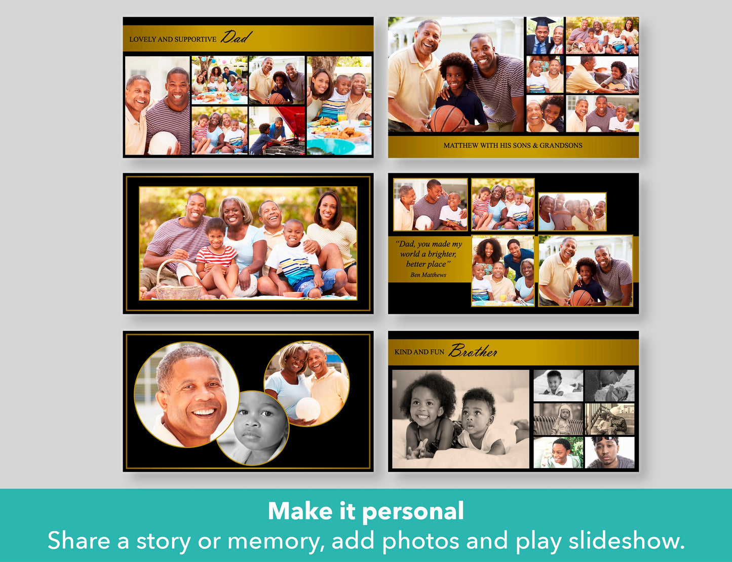 Premium Funeral Slideshow Template in Gold and Black