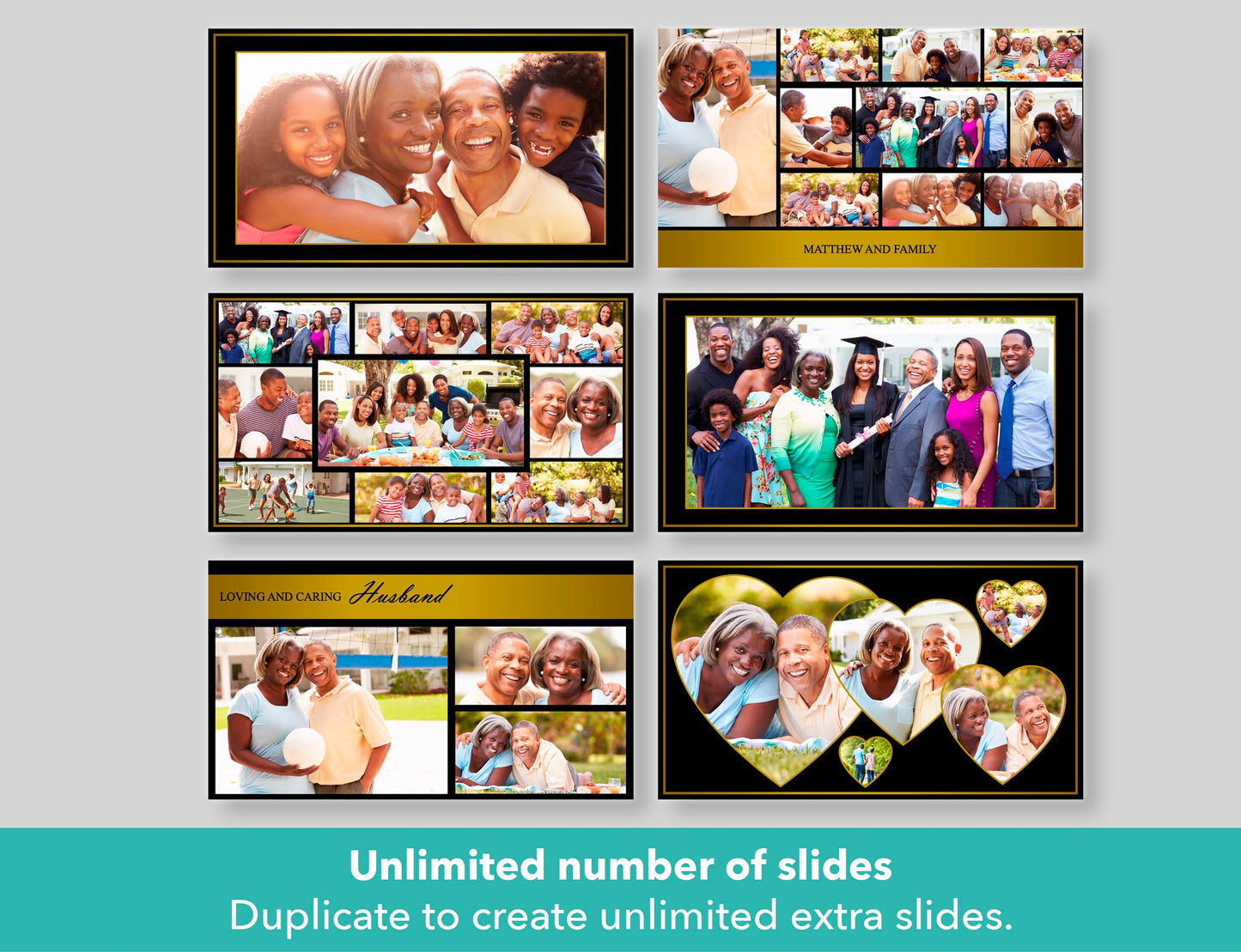 Premium Funeral Slideshow Template in Gold and Black