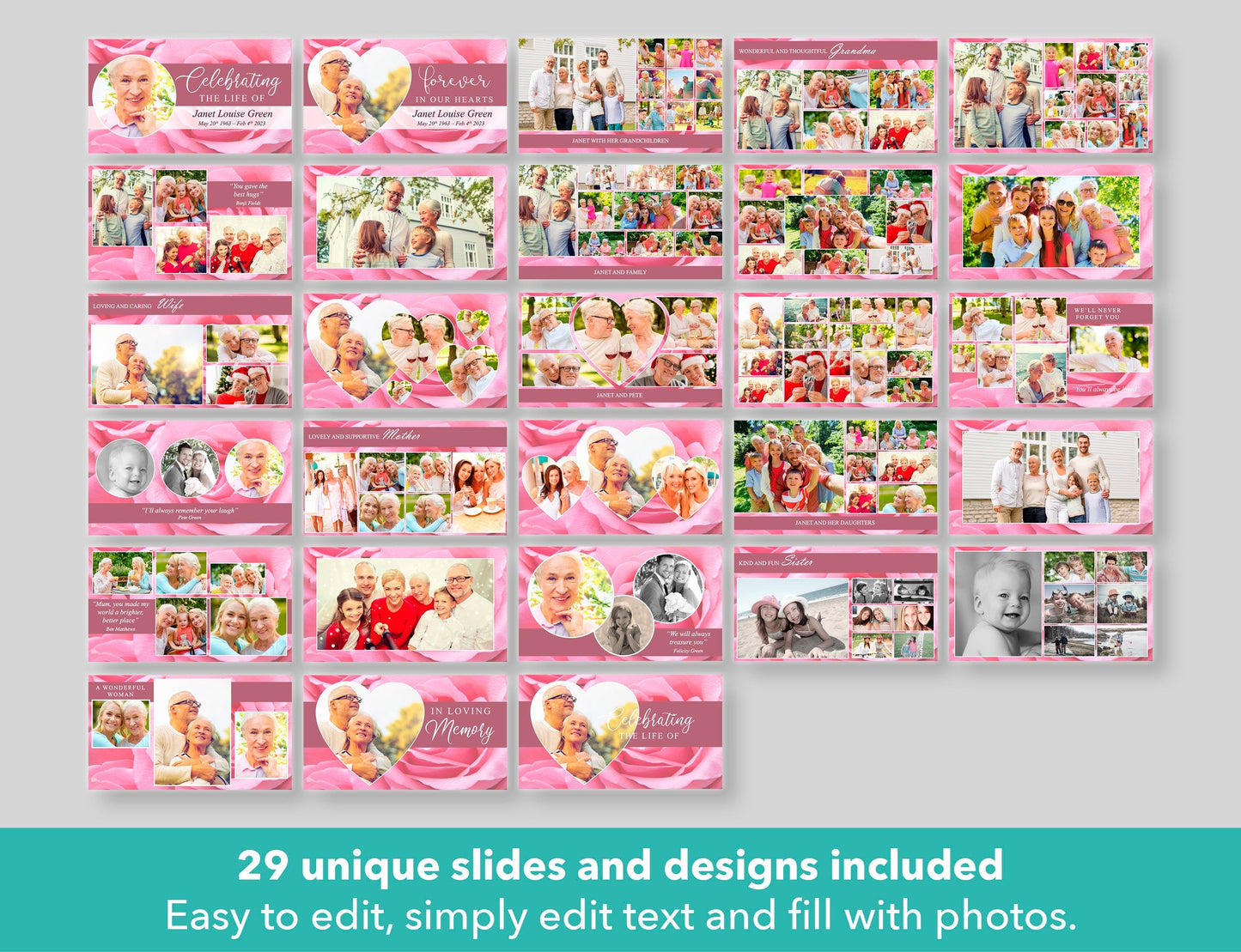 Premium Funeral Slideshow Template with Pink Roses