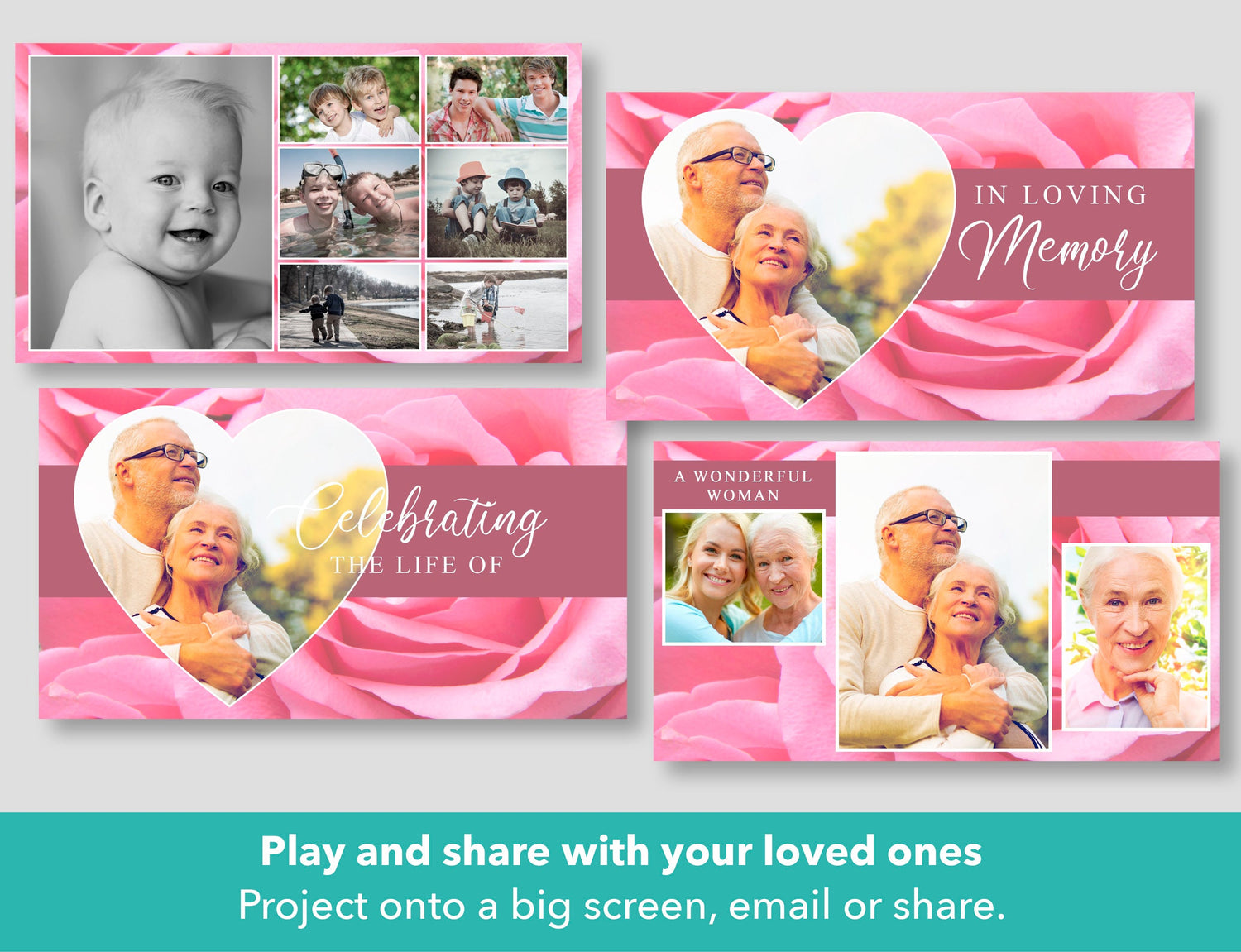 Premium Funeral Slideshow Template with Pink Roses