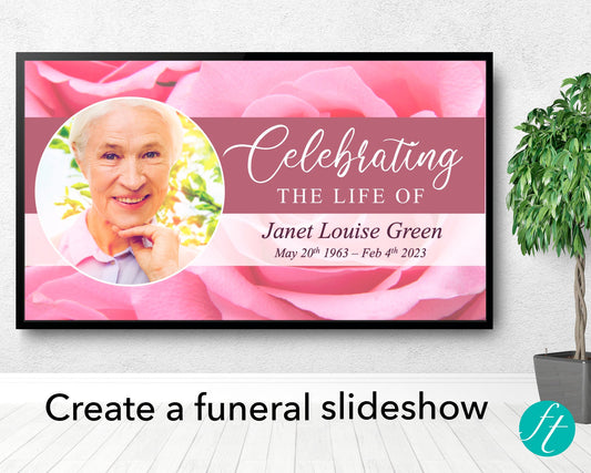 Premium Funeral Slideshow Template with Pink Roses