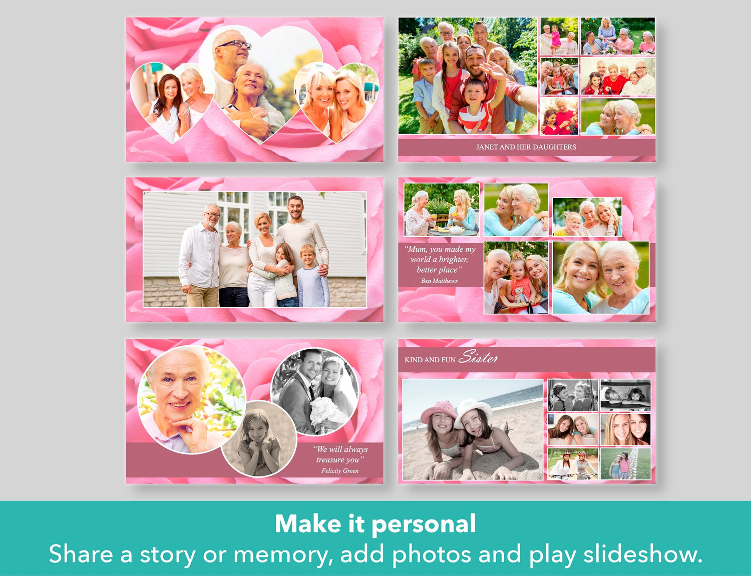 Premium Funeral Slideshow Template with Pink Roses