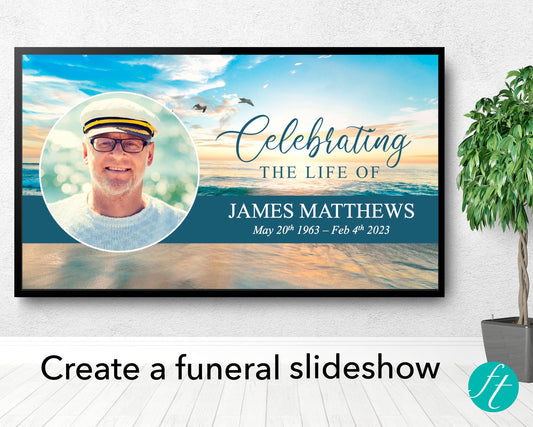 Premium Funeral Slideshow Template with Scenic Beach