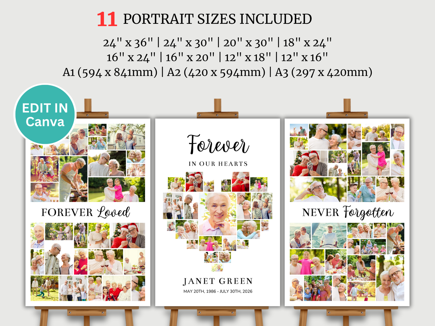 Classic Funeral Poster Bundle (Canva Templates)