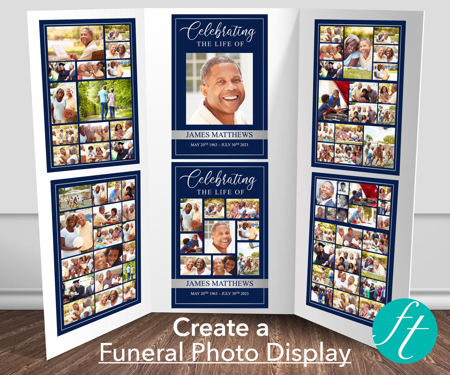 Funeral Memory Board in Classic Blue