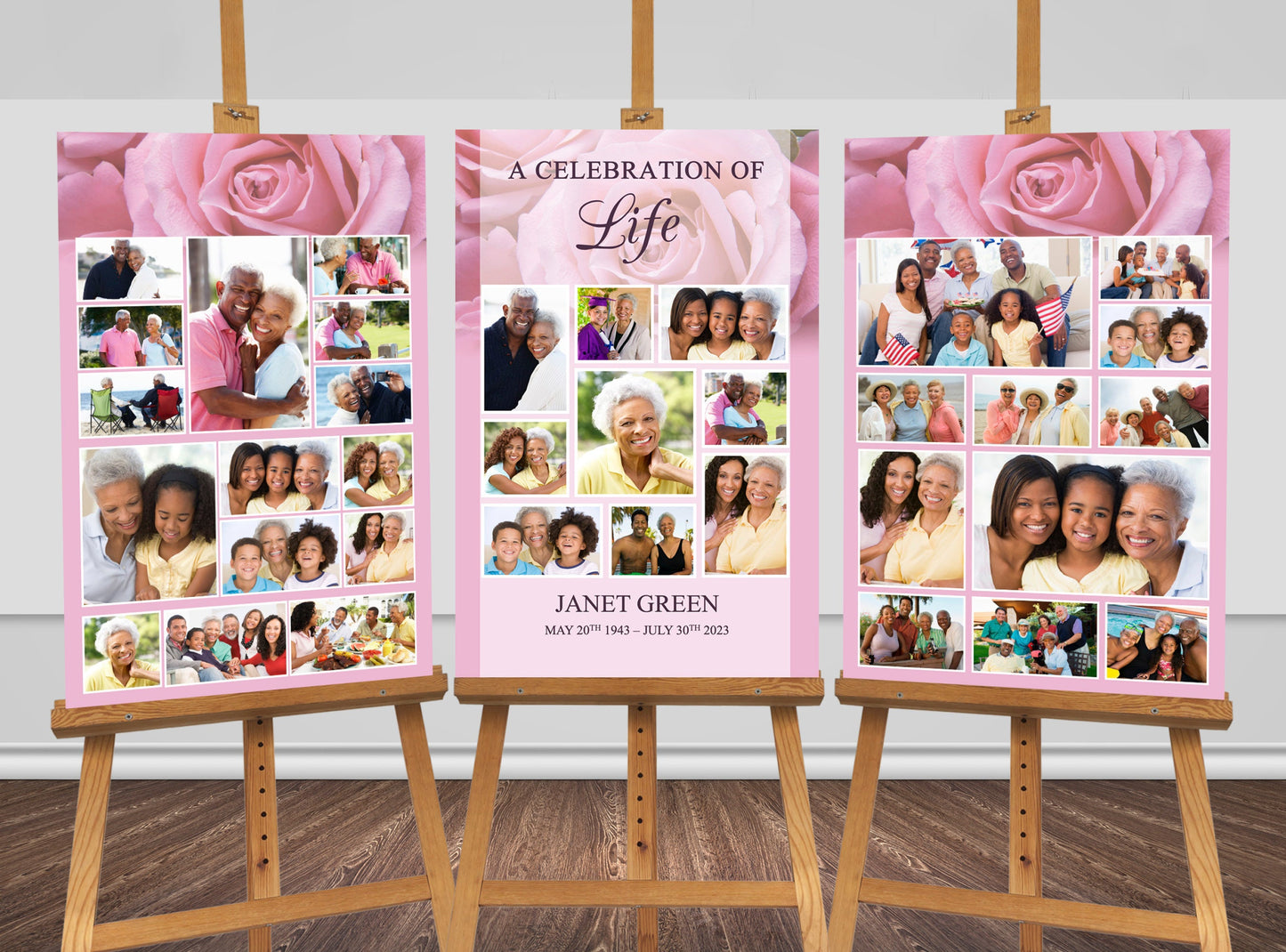 Funeral Memory Board with Pink Roses