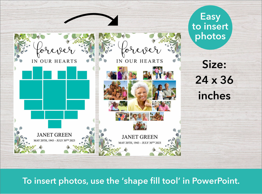 Funeral Photo Display with Green Leaves Design – Funeral Templates