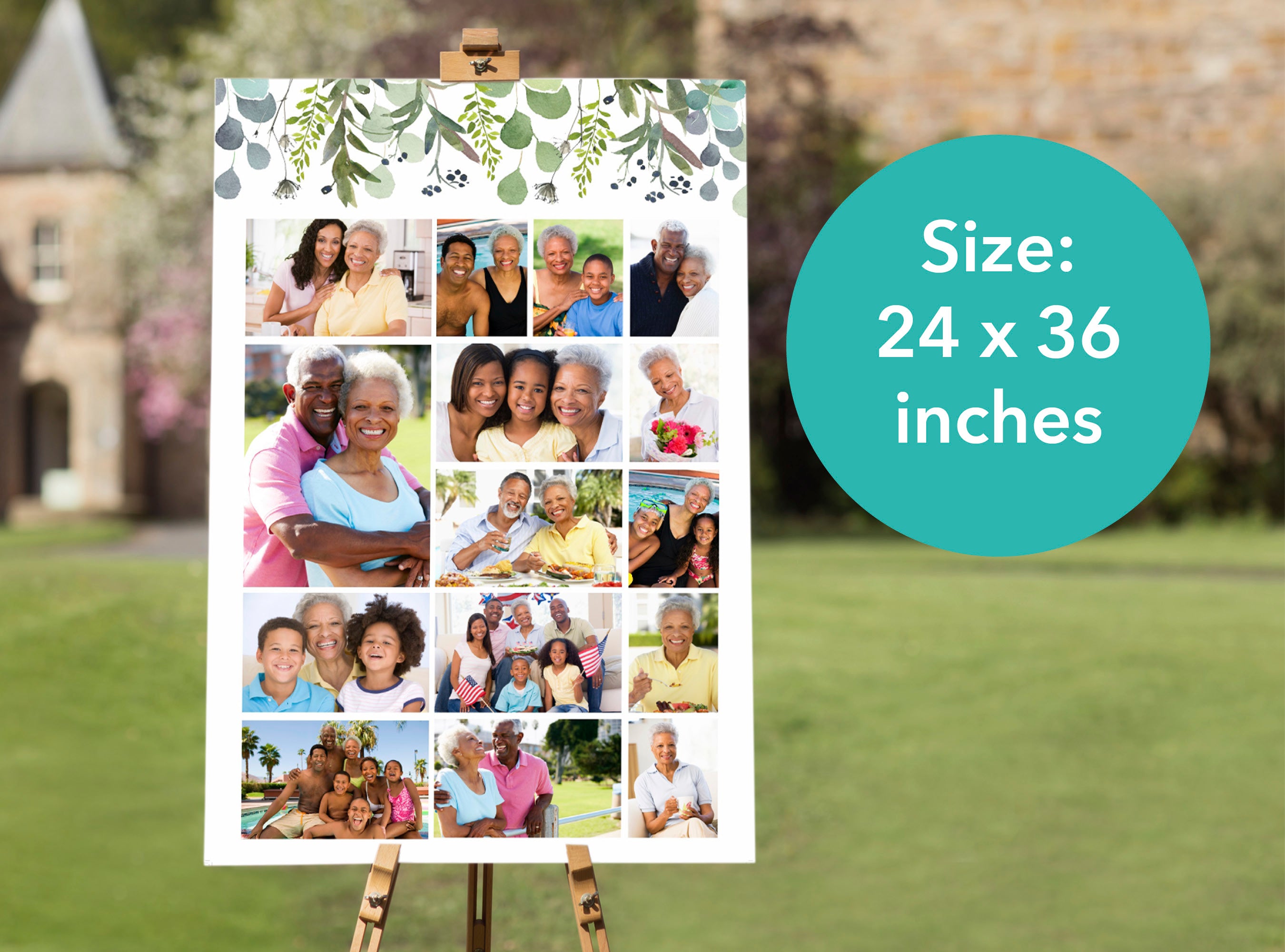 Funeral Photo Display with Green Leaves Design – Funeral Templates