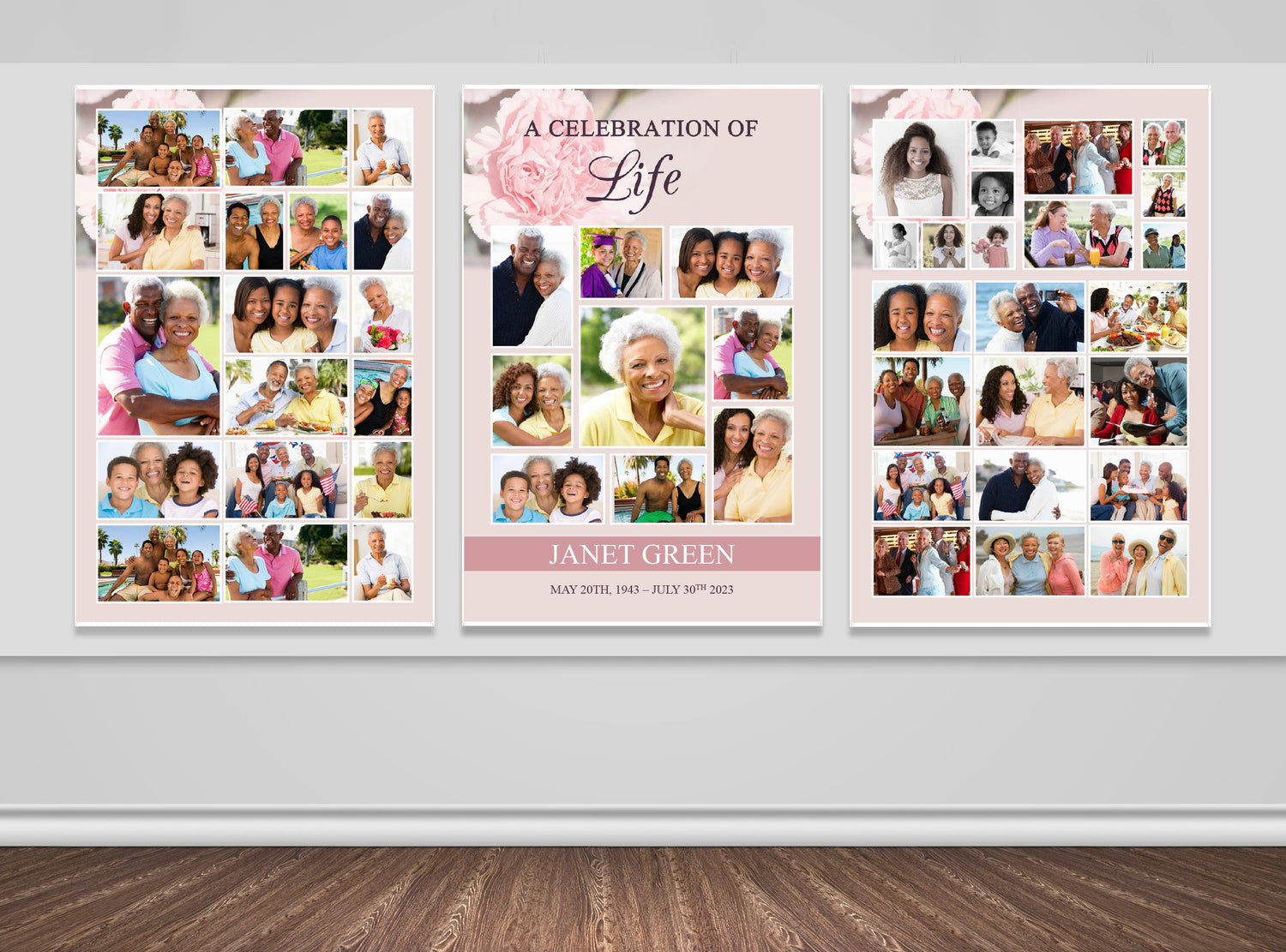 Pink Carnations Funeral Photo Display