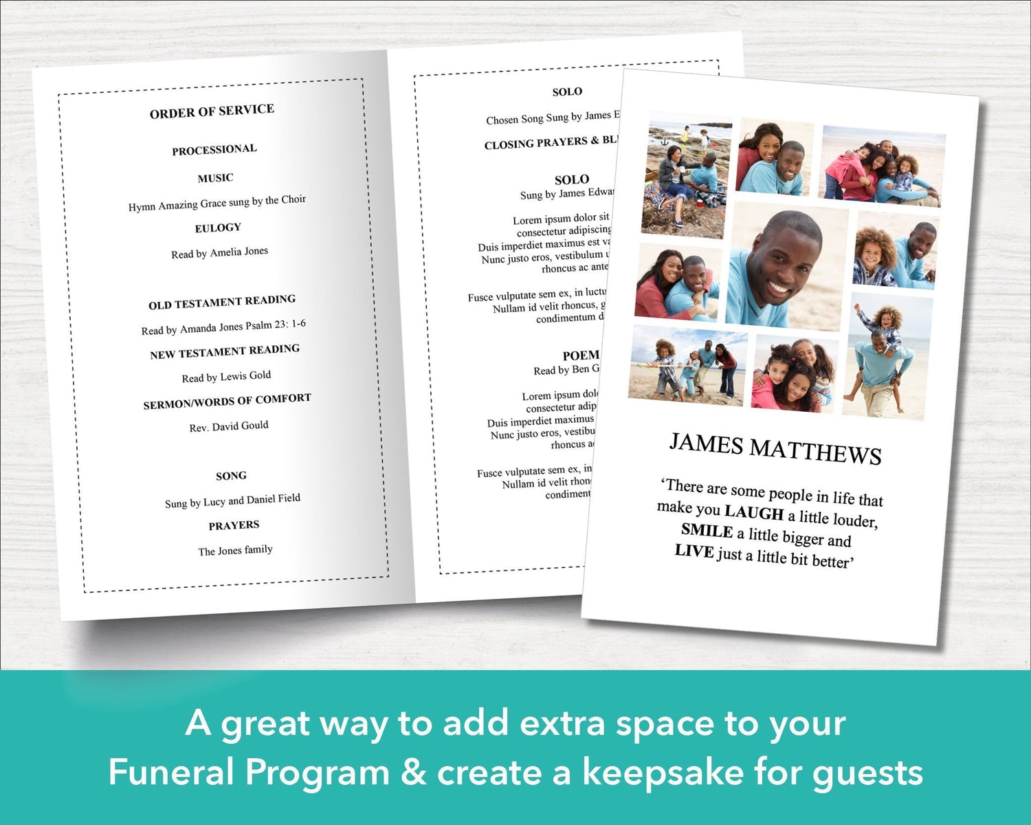 Funeral Program Inserts Photo Collage Insert for a Funeral Program Template – Funeral Templates