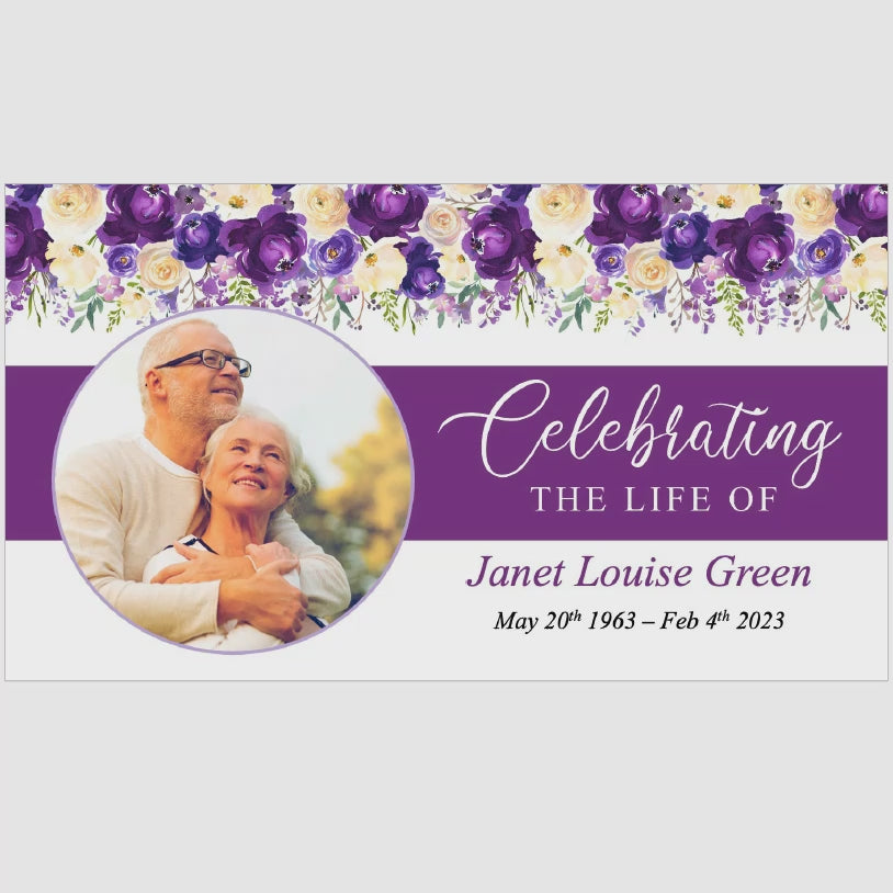 Premium Funeral Slideshow Template in Purple Bloom
