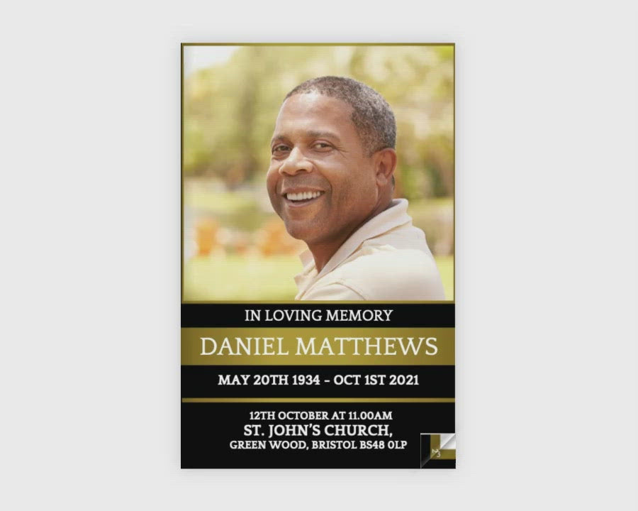 12 Page  Golden Funeral Program Template