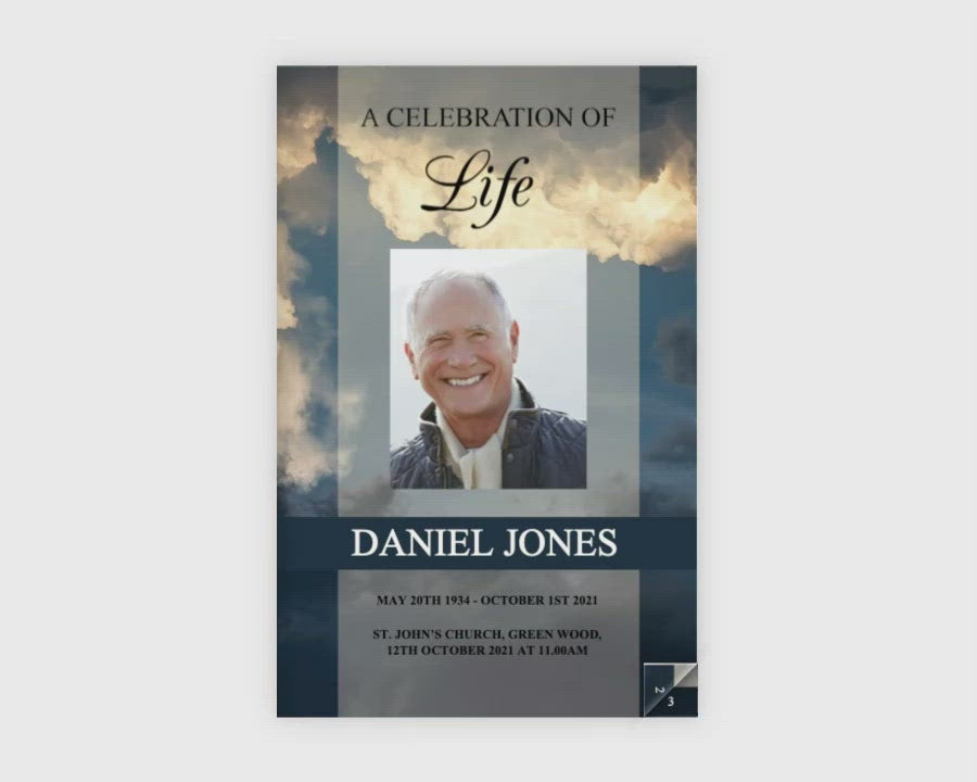 12 Page Sky Funeral Program Template