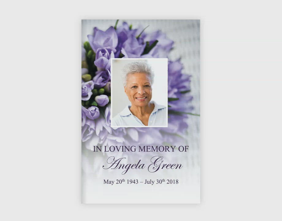 4 Page Purple Bouquet Funeral Program Template – Funeral Templates