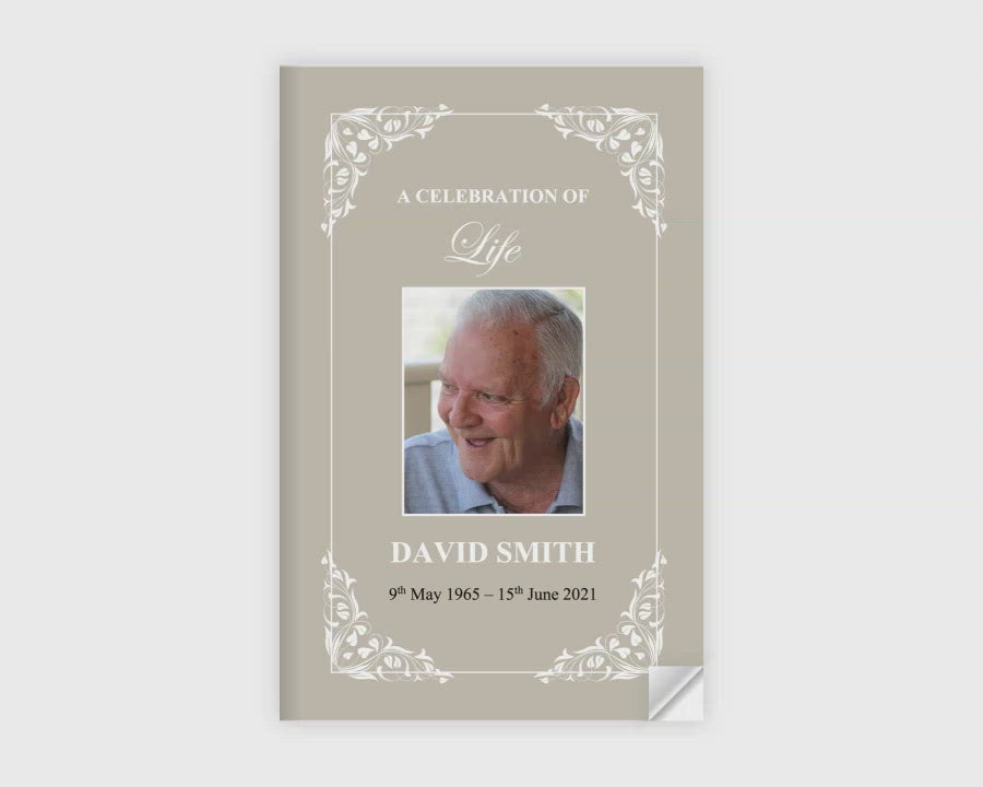 4 Page Classic Flora Funeral Program Template