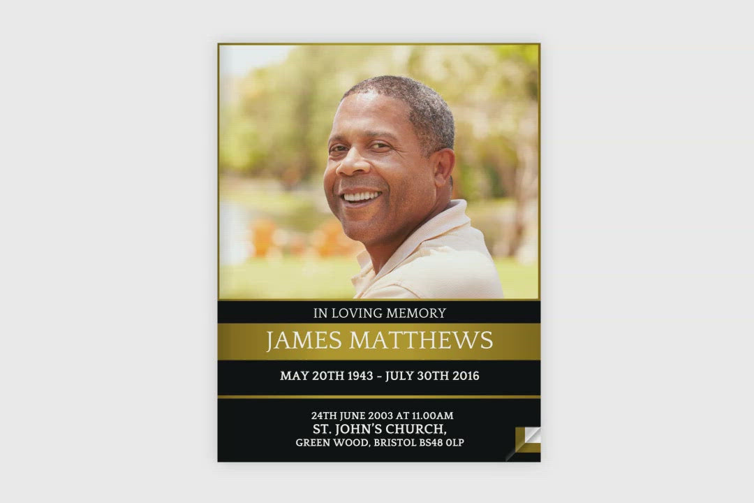 4 Page Golden Funeral Program Template (11 x 17 inches)